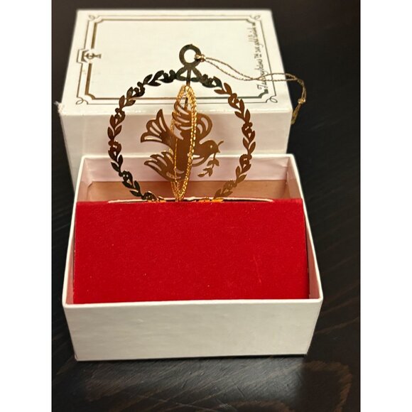 Vintage Tammy Trims Christmas Dove Ornament 24K Gold Finish Trim In Box - Picture 3 of 8
